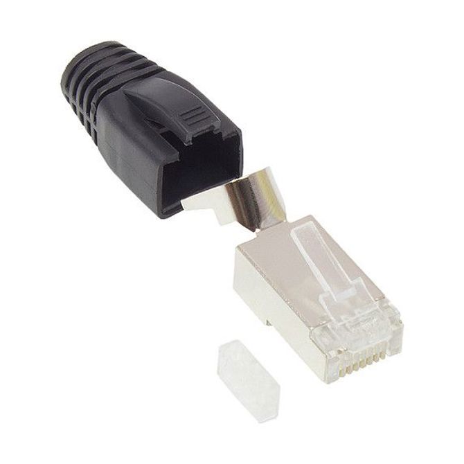 Omrežni konektor Good Connections RJ45, zaščiten, kat. 6A, črne barve.