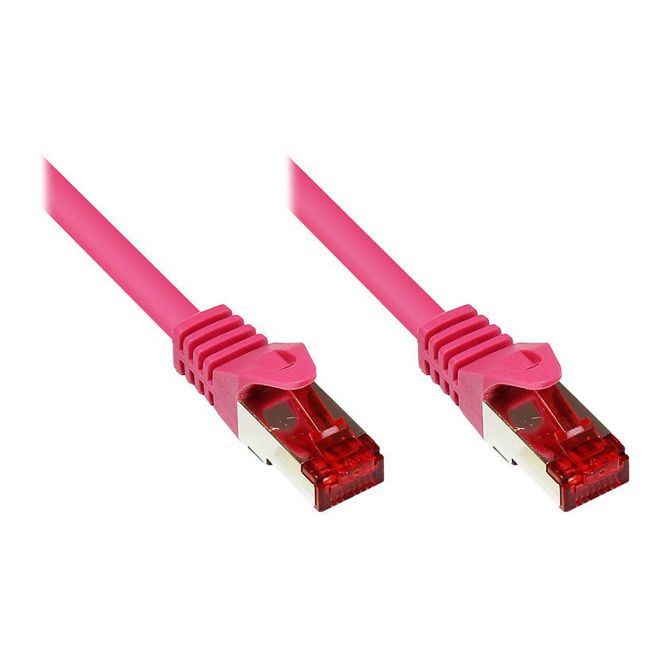 GoodConnections patch kabel z zaščitnim jezičkom, kat. 6, S/FTP, PiMF, PVC, 250 MHz, magenta, 0,5 m