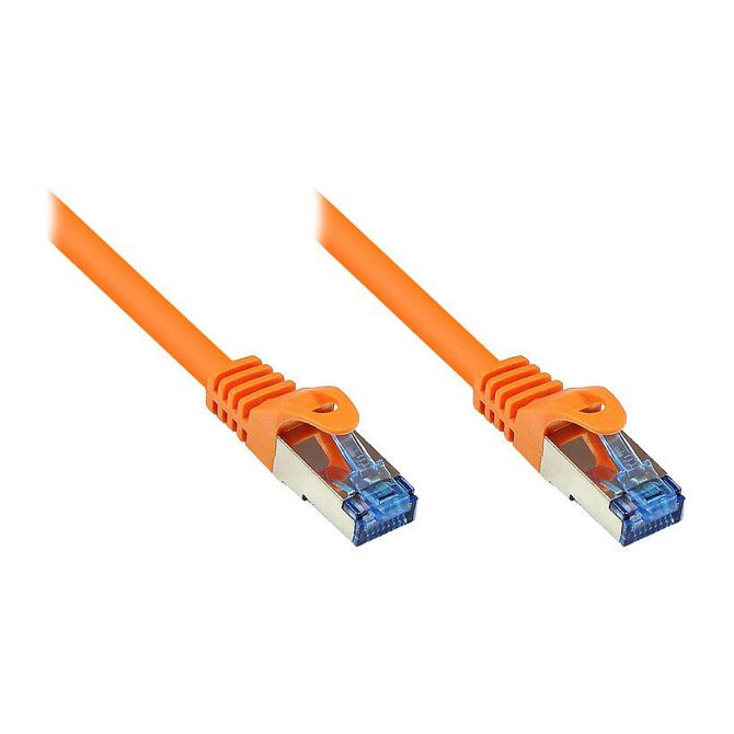 GoodConnections patch kabel z zaščito z zaklepnim jezičkom, kat. 6A, S/FTP, PiMF, brez halogenov, 500 MHz, oranžen, 0,25 m