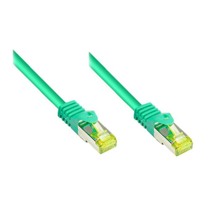 GoodConnections RJ45 povezovalni kabel s surovim kablom kategorije 7 in zaščito z zaklepnim jezičkom (), S/FTP, PiMF, brez halogenov, 500 MHz, OFC, zelen, 40 m