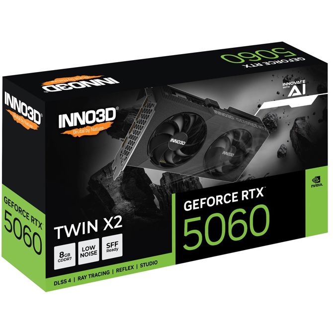 Grafična kartica Inno3d GeForce RTX 5060 TWIN X2 8GB (DLSS 4, 3x DisplayPort, 1x HDMI 2.1)