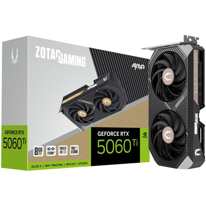 Grafična kartica Zotac GeForce RTX 5060 Ti AMP 8GB (DLSS 4, 3x DisplayPort, 1x HDMI 2.1)