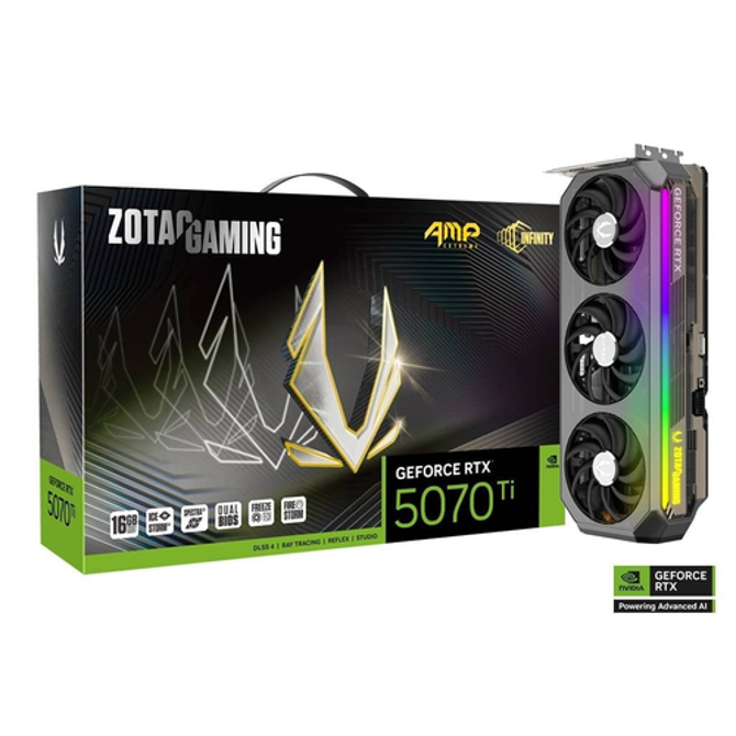 Grafična kartica Zotac GeForce RTX 5070 Ti AMP Extreme INFINITY (DLSS 4, 3x DisplayPort, 1x HDMI 2.1)
