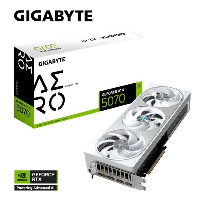 Grafična kartica GIGABYTE GeForce RTX 5070 AERO OC 12G, 12GB GDDR7, PCI-E 5.0