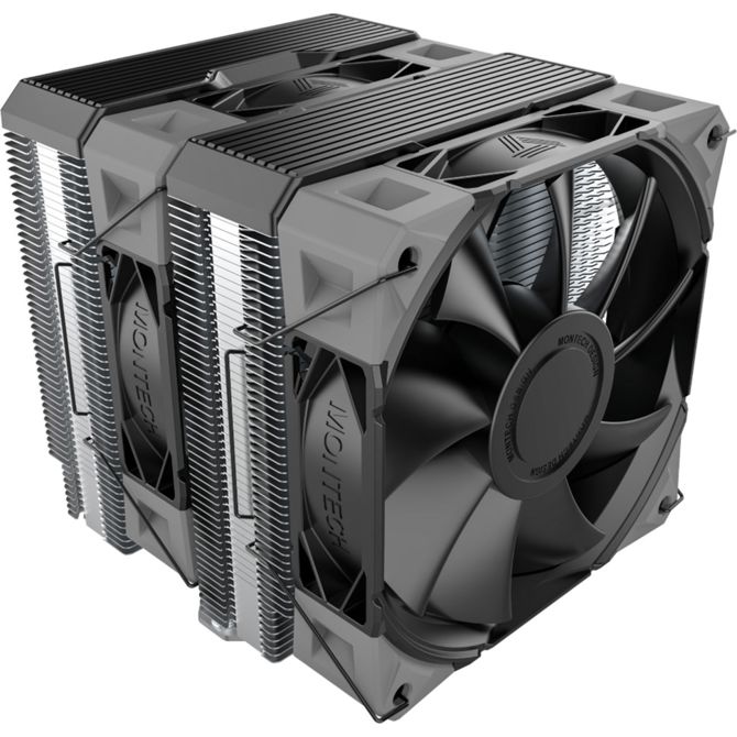Hladilnik za računalnike Montech NX600 črni, dvojni stolp, 2x 120 mm ventilator, aluminij/baker, podnožja Intel/AMD