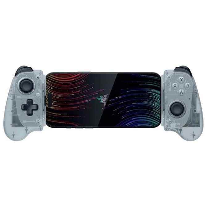 Igralni plošček Razer Kishi V3 Phantom White Edition (bela/prozorna, USB-C, za Android/iPhone, 13 mehanskih gumbov, 2 analogni palici, podpora za Windows 11)