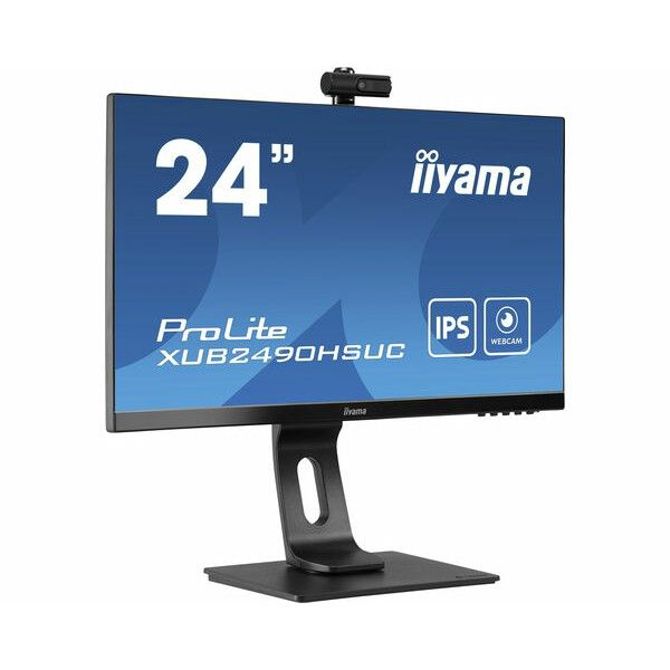 Monitor Iiyama ProLite XUB2490HSUH-B1 60,5 cm (23,8) 16:9 FHD IPS 4ms 100Hz HDMI DP USB spletna kamera zvočnik Pivot Black