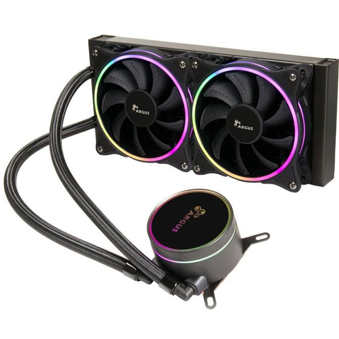 Vodno hlajenje Inter-Tech LC-240 RGB, AIO 240 mm, 250 W TDP, ARGB, PWM, za Intel/AMD