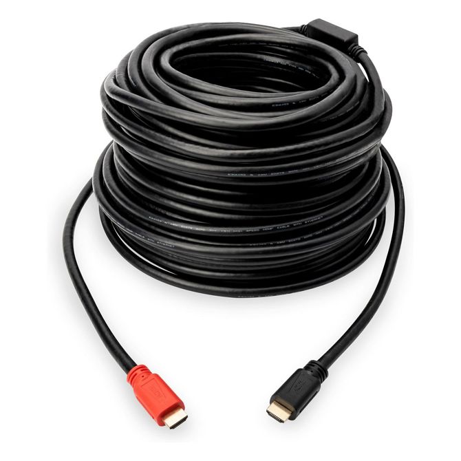 Kabel Digitus HDMI 1.4 visokohitrostni z Ethernetom, UHD 4K, ojačevalnik signala, 10 m, črn/rdeč