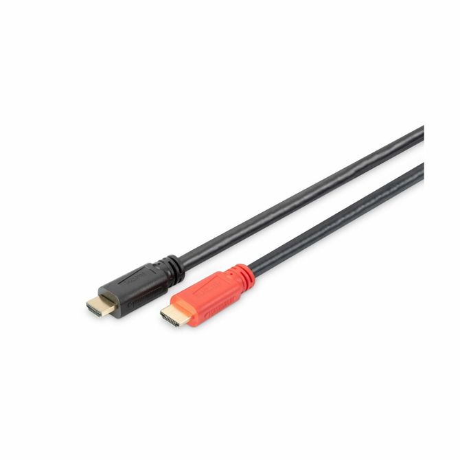 Kabel Digitus HDMI visokohitrostni, z ojačevalnikom, 20 m, 28 AWG, črn/rdeč