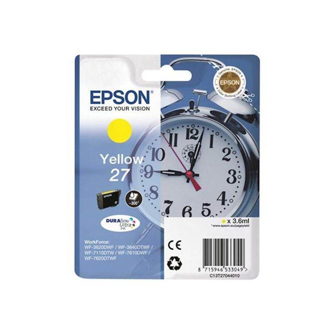 Kartuša Epson 27 C13T27044012 rumena, DURABrite Ultra, 3,6 ml, do 300 strani, za WF-7620DTWF/7610DWF/7110DTW/3640DTWF/3620DWF