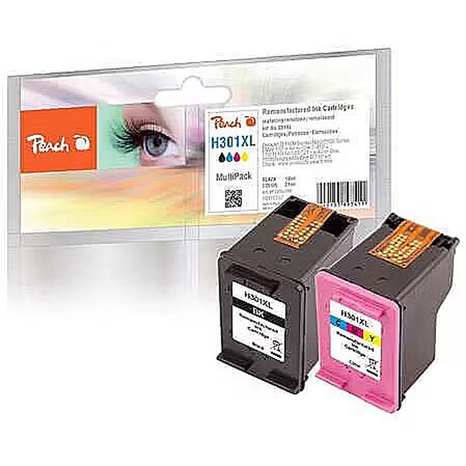 Kartuše s črnilom za tiskalnike Peach PI300-399 črna + barvna, kompatibilno s HP 301XL, za DeskJet/Envy/OfficeJet, 27 ml