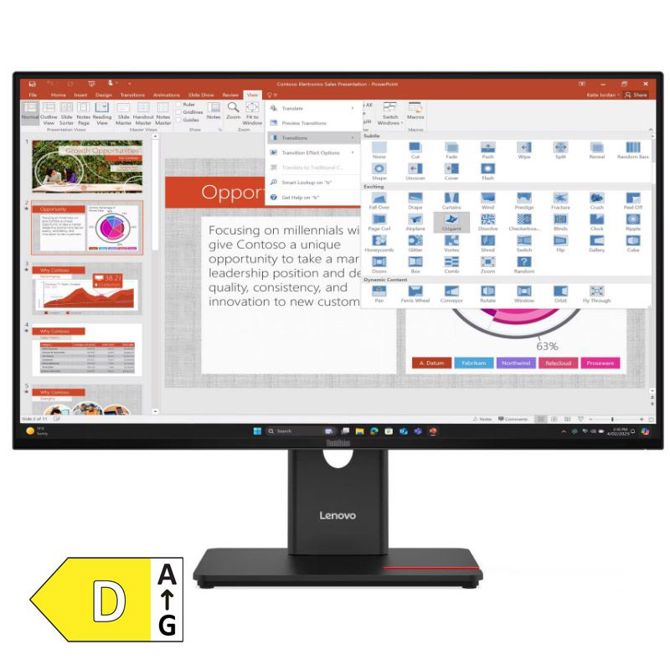 Monitor LENOVO ThinkVision T27-40 68,58cm (27) FHD IPS DP/HDMI/VGA