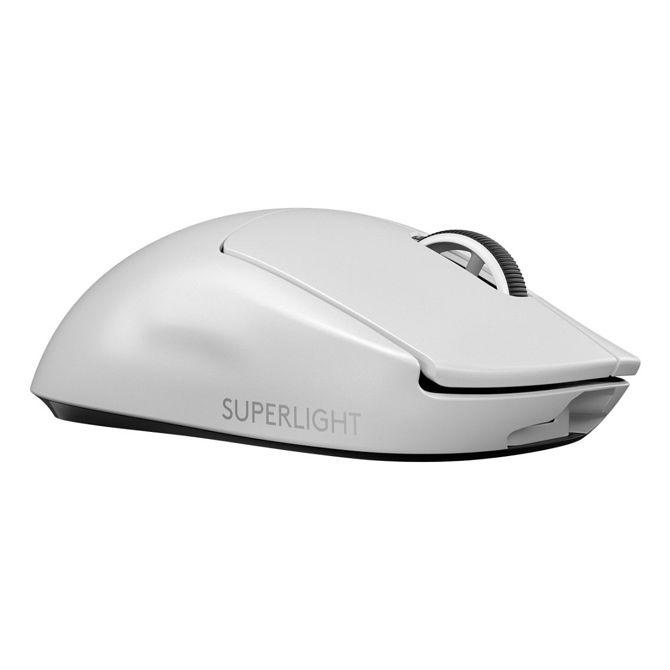 Logitech PRO X SUPERLIGHT brezžična igralna miška, optična, 5 gumbov, brezžična, 2,4 GHz, USB, LIGHTSPEED sprejemnik, bela