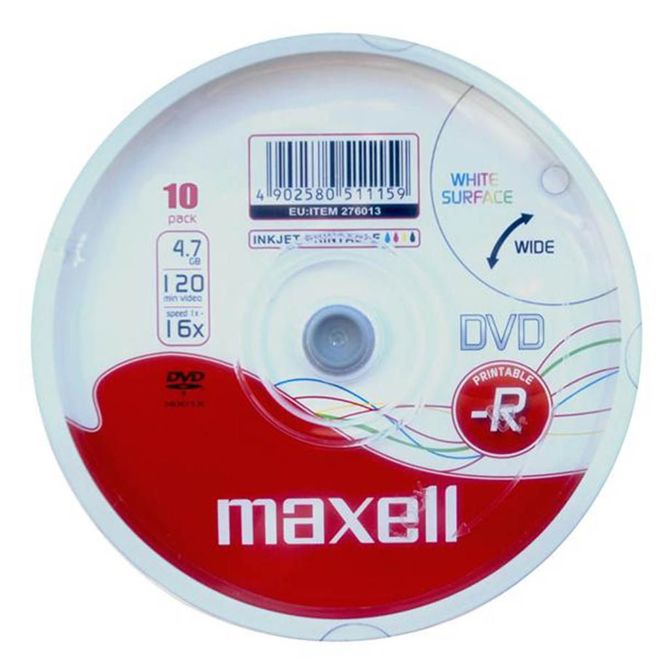 MAXELL DVD-R 4,7GB 16X 10 na osi printable do odprodaje zaloge