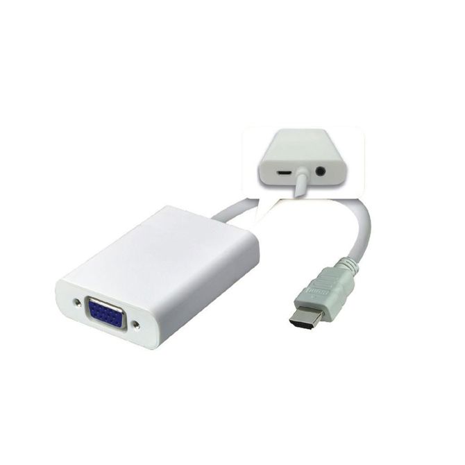 Adapter MicroConnect HDMI – VGA, M/F, Full HD 1080p, plug and play, bele barve