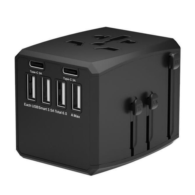 MicroConnect Polnilnik potovalni, 4x USB-A, 2x USB-C EU, UK, US in AUS/NZ