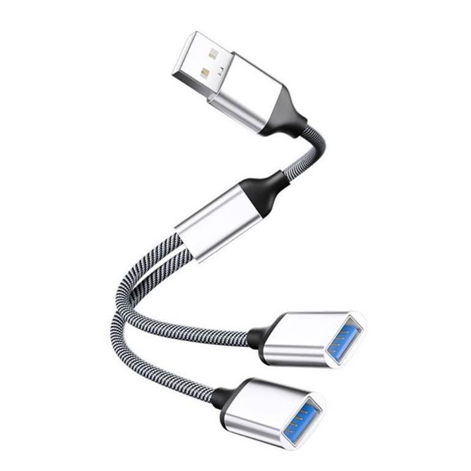 MicroConnect Razdelilnik USB-A - 2x USB-A (F) Silver transfer rate 480Mbps, 5V 2A