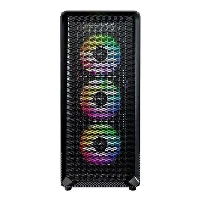 Ohišje za računalnik Montech X5 TG črna, Midi Tower, podpora ATX/EATX, RGB osvetlitev, 4 ventilatorji, stranska steklena plošča