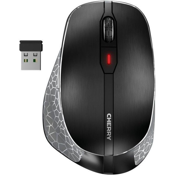 Miška Cherry JW-8600B ergonomska, brezžična, optična, 3200 dpi, polnilna baterija, črna