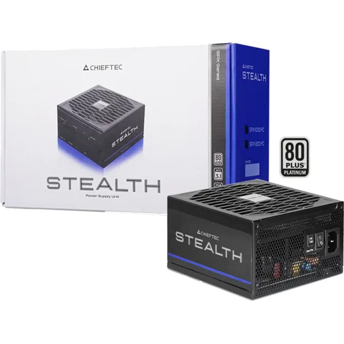 Napajalnik za računalnik Chieftec Stealth 1200W (črn, 2x 12-pinski visokozmogljiv grafični procesor, 3x PCIe, upravljanje kablov, 1200 W)