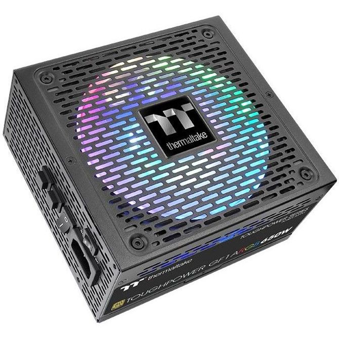 Napajalnik za računalnik Thermaltake Toughpower GF1 ARGB 650W  (črn, 4x PCIe, upravljanje kablov, 650 W)
