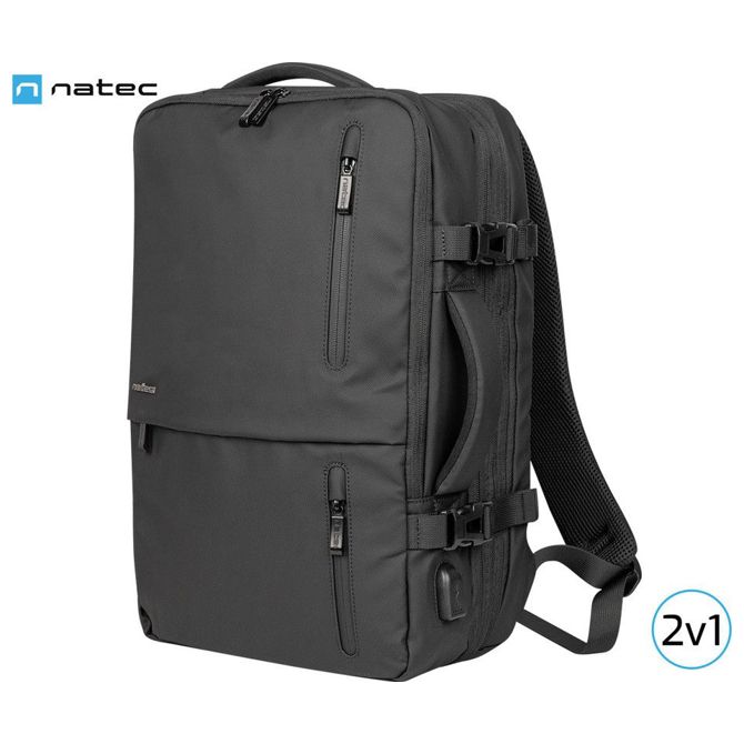 Natec CAMEL PRO univerzalni 2v1 nahrbtnik, za prenosnike do 17.3, 28L, nastavljiv, trpežen, 10 žepov, raztegljiv, vodoodporen, Trolley sistem, črn
