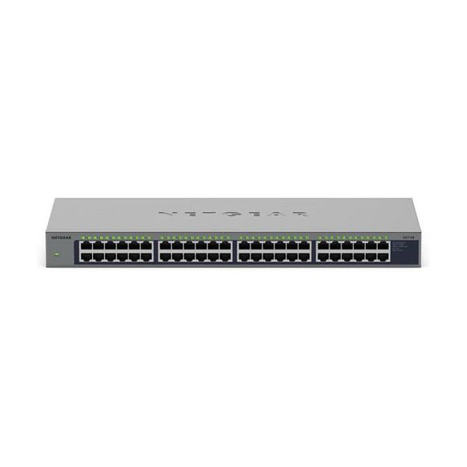 NETGEAR GS748 - Stikalo - neupravljano - 48 x 10/100/1000 - Namizno, montažna palica