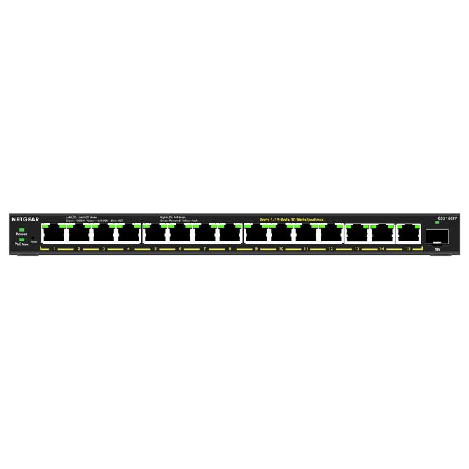 Stikalo NETGEAR stikalo 16x GE GS316EPP-100PES PoE+ gigabit 231W 1SF