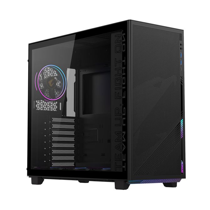Ohišje Gigabyte Aorus C400 Glass, Midi ATX, RGB, črna