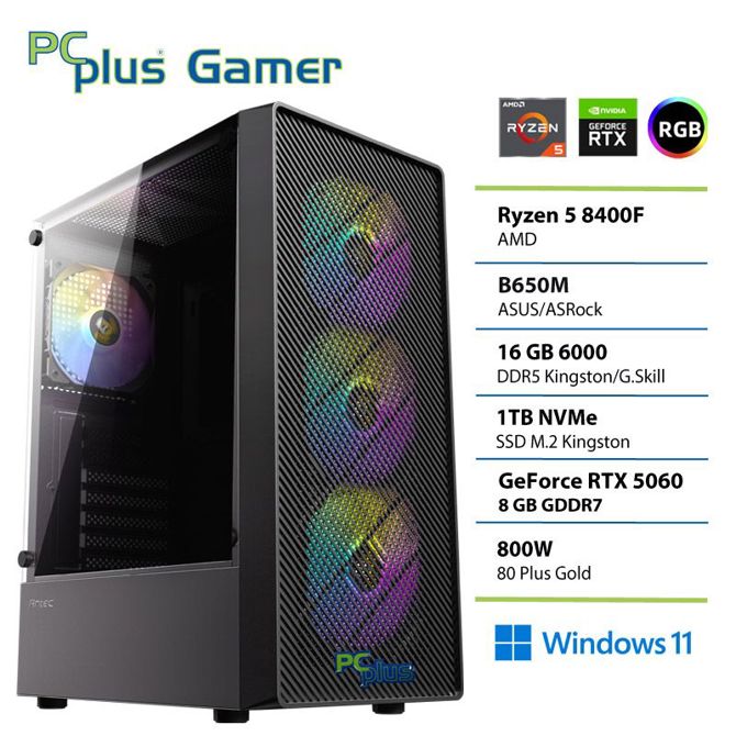 Gaming namizni računalnik PCPLUS Gamer Ryzen 5 8400F 16GB 1TB RTX 5060 8GB Windows 11 Home