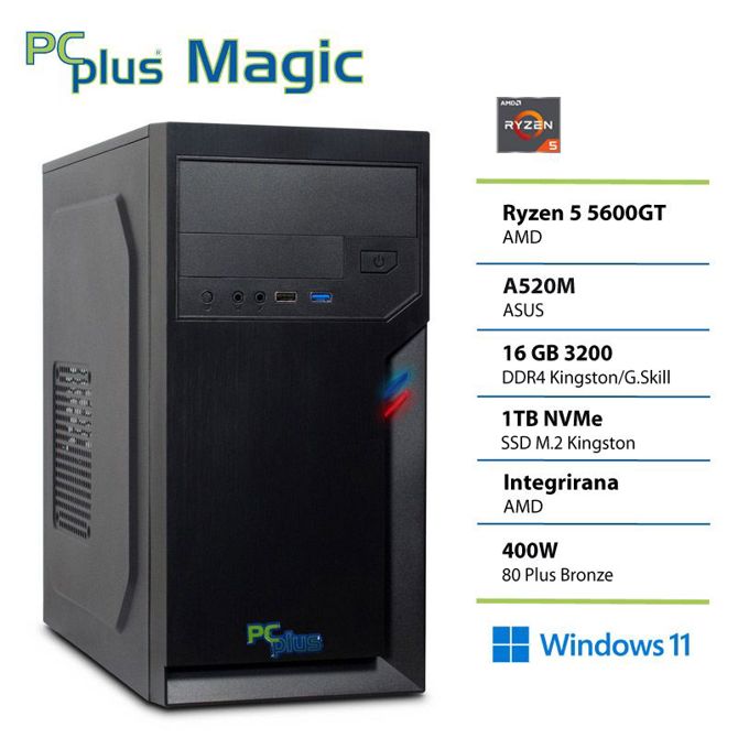 Namizni računalnik PCPLUS Magic Ryzen 5 5600GT 16GB 1TB Windows 11 Home 155148969