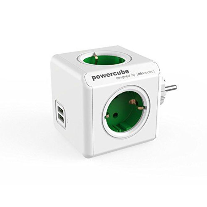 Električni razdelilec Allocacoc PowerCube USB zelen