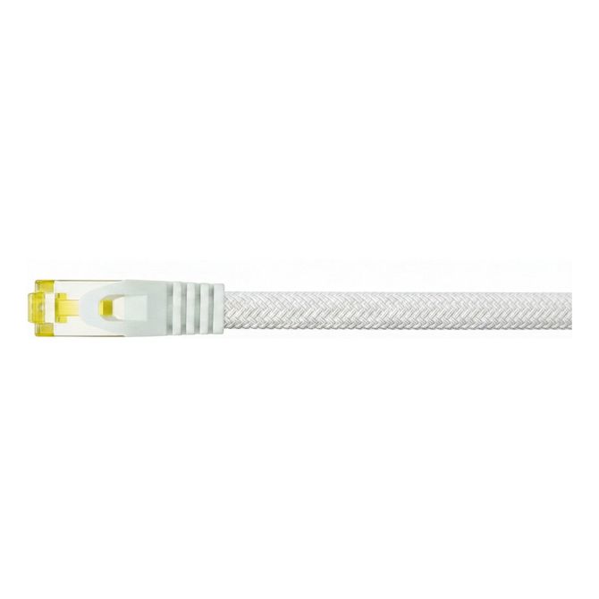 Python patch kabel s surovim kablom Cat.7, najlonsko pleten, bel, 1 m