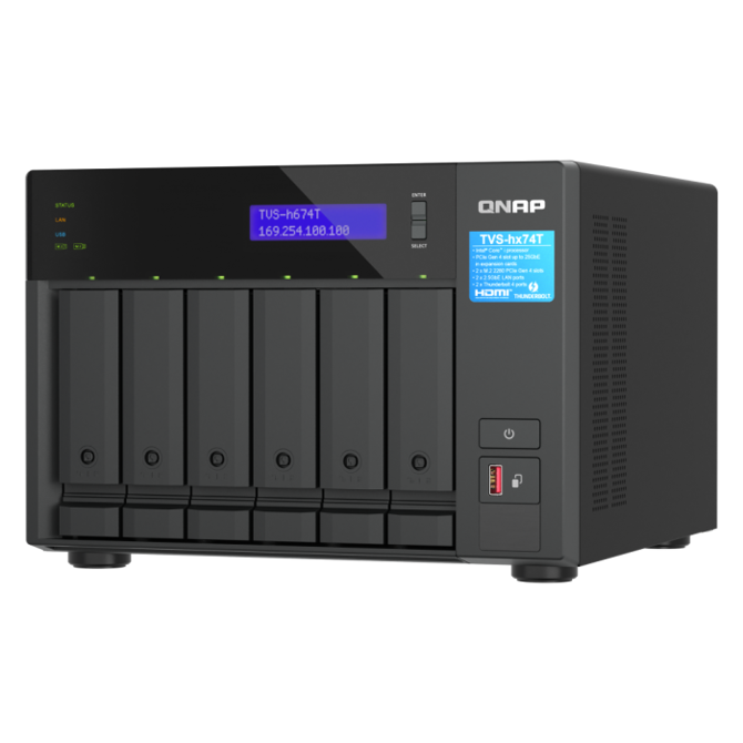 QNAP NAS za 6 diskov, 32GB ram; 2,5Gb mreža, Thunderbolt