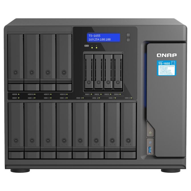 NAS sistem Qnap TS-1655-8G, 16 ležišč, 8-jedrni Intel Atom 2,8 GHz, 8 GB DDR4 ECC, 2x 2,5GbE, podpora za SSD/M.2