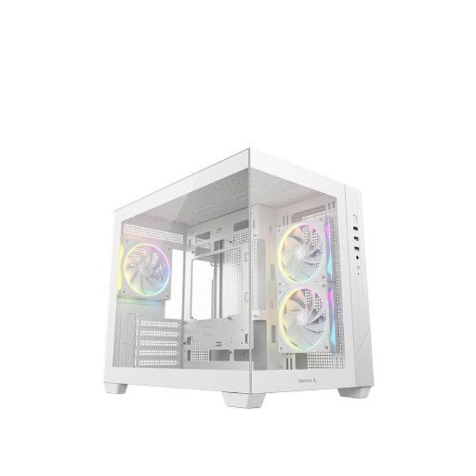 Računalniško ohišje DeepCool CG330 3F WH, micro-ATX, kaljeno steklo, belo