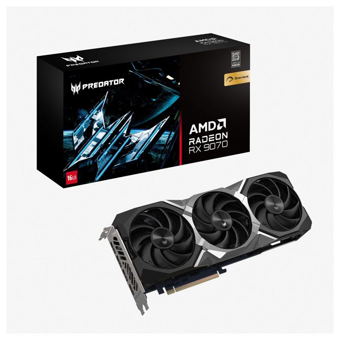 Grafična kartica Acer Predator BiFrost Radeon RX 9070 16GB GDDR6, 3 ventilatorji, PCI Express 5.0, HDMI 2.1a, DisplayPort 2.1