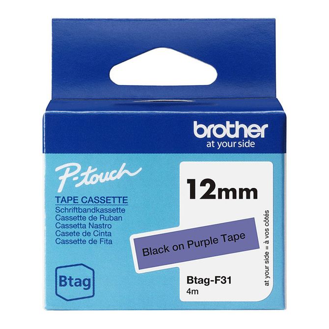 Brother etiketni trak 12 mm x 4 m črno/vijoličen BTAG-F31