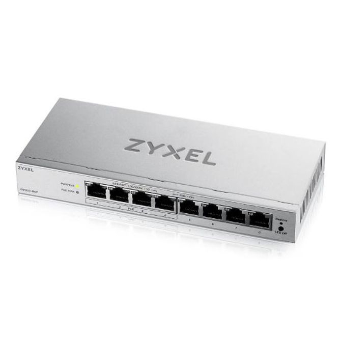 Stikalo Zyxel GS1200-8HPV3 8P gigabitno PoE stikalo (sivo, 68W PoE+, proračun)