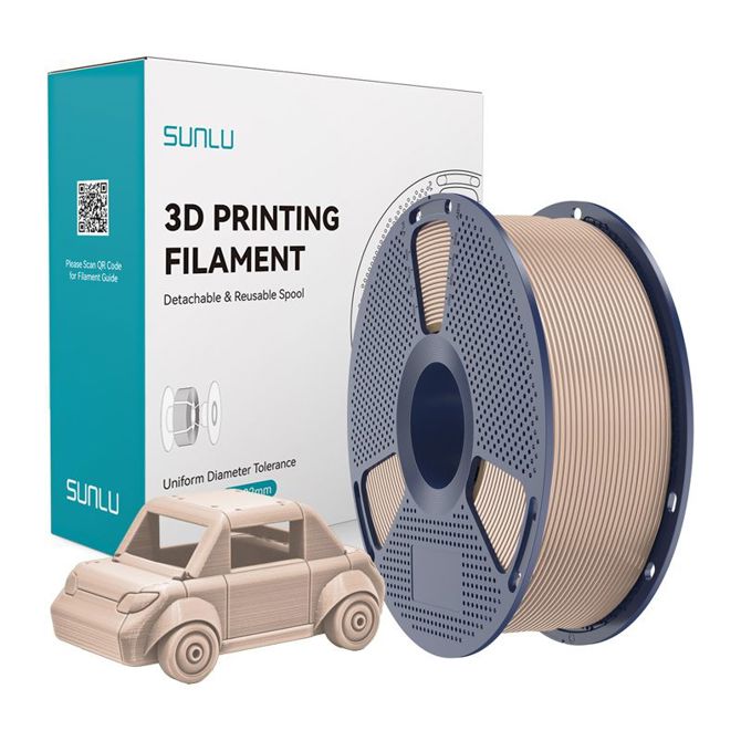 Filament za 3D tiskanje Sunlu PETG Bež, visoka vzdržljivost, odlična medplastna adhezija, odpornost na udarce, primeren za zunanjo uporabo, gostota 1,27 g/cm³