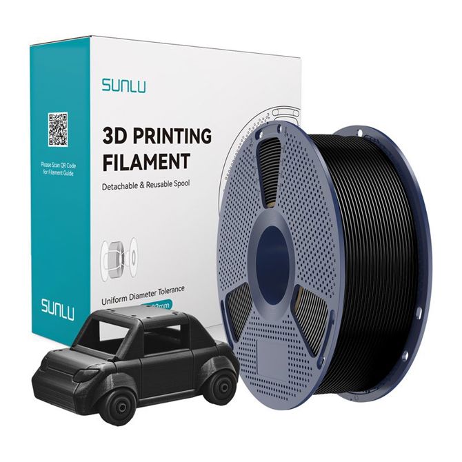 Filament za 3D tiskanje Sunlu PETG B črn, visoka vzdržljivost, odlična medplastna adhezija, odpornost na udarce, primeren za zunanjo uporabo, natezna trdnost 53 MPa