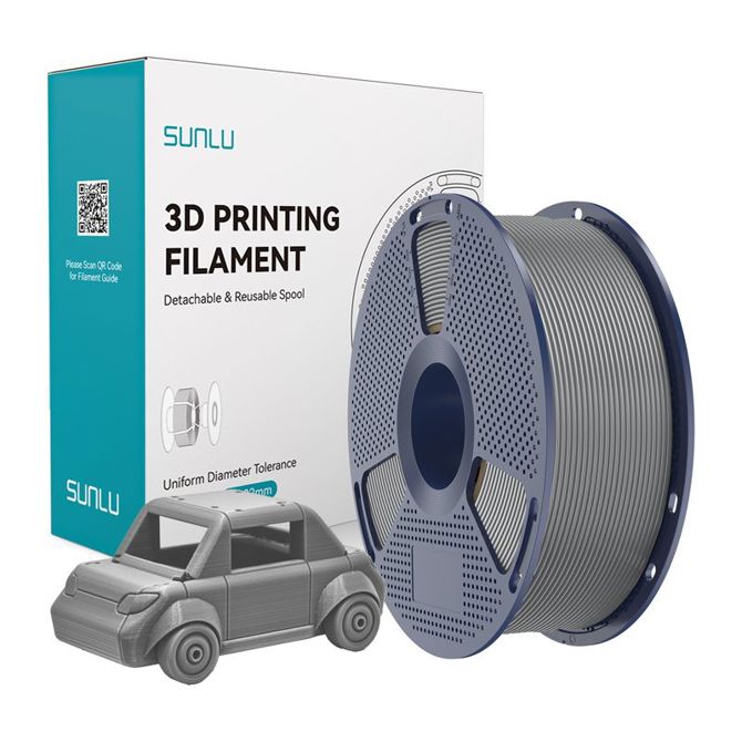 Filament za 3D tiskanje Sunlu PETG Gr siva, visoka vzdržljivost, odlična medplastna adhezija, odpornost na udarce, za notranjo in zunanjo uporabo