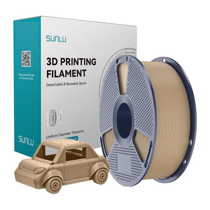 Filament za 3D tiskanje Sunlu PETG hrast visoka vzdržljivost, odlična medplastna adhezija, odpornost na udarce, primeren za notranjo in zunanjo uporabo, naravna hrastova barva