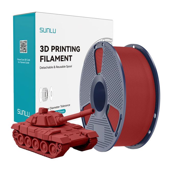 Filament za 3D tiskanje Sunlu PLA+ HS R rdeč, visokohitrostni, 1,75 mm, visoka udarna trdnost, natančnost ±0,02 mm