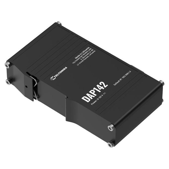 Teltonika · Dostopna točka · DAP142 · 2x1 · Wi-Fi 4 · 300 Mbit · 2x 10/100 · DIN letev · RS232