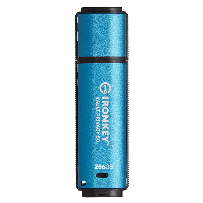USB Kingston IronKey Vault Privacy 50 256 GB, USB-A 3.2, modra/črna