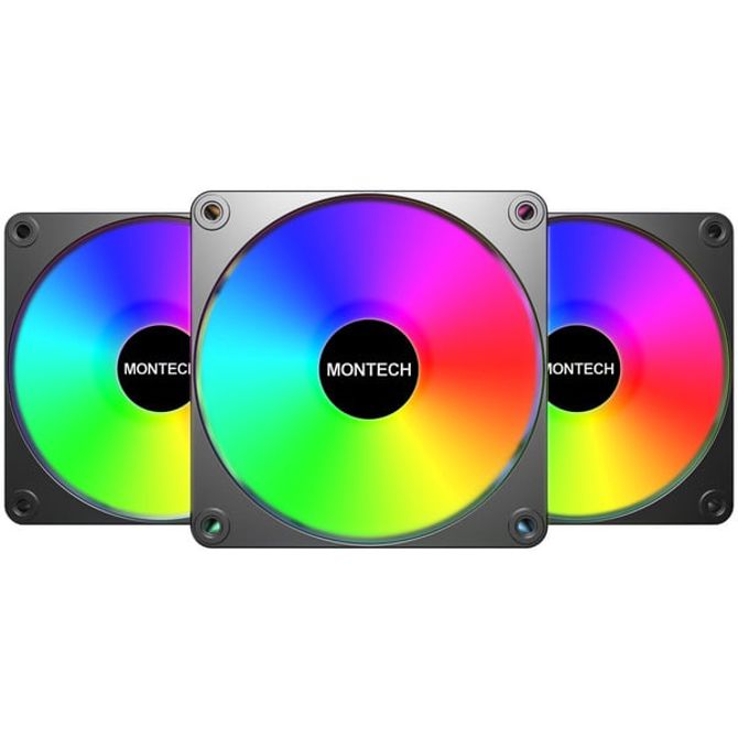 Ventilator za PC Montech GF120R V2 ARGB  (črna/bela, 3-delni paket, vzvratna, 120 mm)