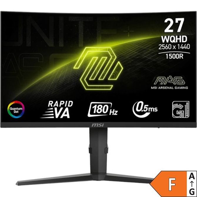 Monitor MSI MAG 275CQRF QD E2 / 27 / WQHD / Rapid VA / 180Hz / 0.5ms (GtG) / ukrivljen / črn - nastavljiv po višini - PD 15W 68,5 cm / 2560x1440