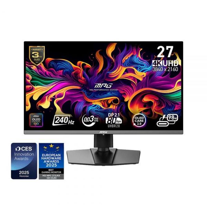Monitor MSI MPG 272URX QD-OLED 68,5 cm (27)  4K UHD / 240Hz / 0,03ms (GTG) / črn